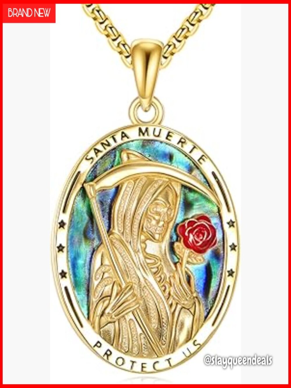 Sterling Silver Religious Medal Necklace St Michael Memento Mori